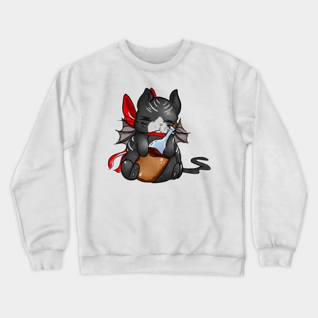 drunken kitty Crewneck Sweatshirt by Make_them_rawr